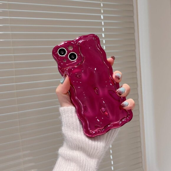 For Iphones all 16 15 14 13 Cute Kawaii Hot Pink Wavy Frame Girl Iphone Case Y2K - Picture 6 of 8